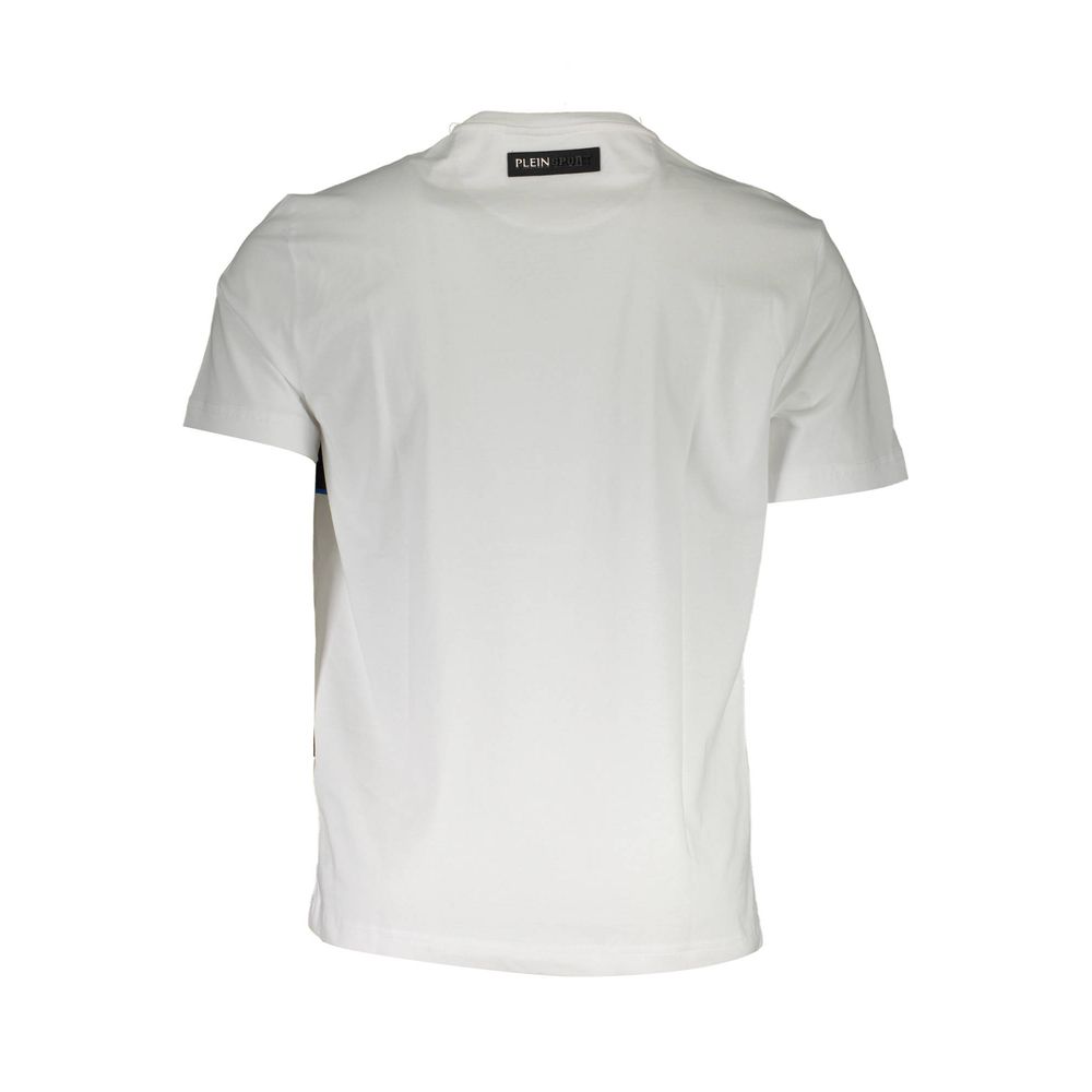 White Cotton Men T-ShirtUnleash the epitome of bold style and athletic elegance with Plein Sport’s latest creation. This short sleeve t-shirt is more than just an item of clothing; it’s a statement. Designed with a crisp, white canvas that perfectly showc