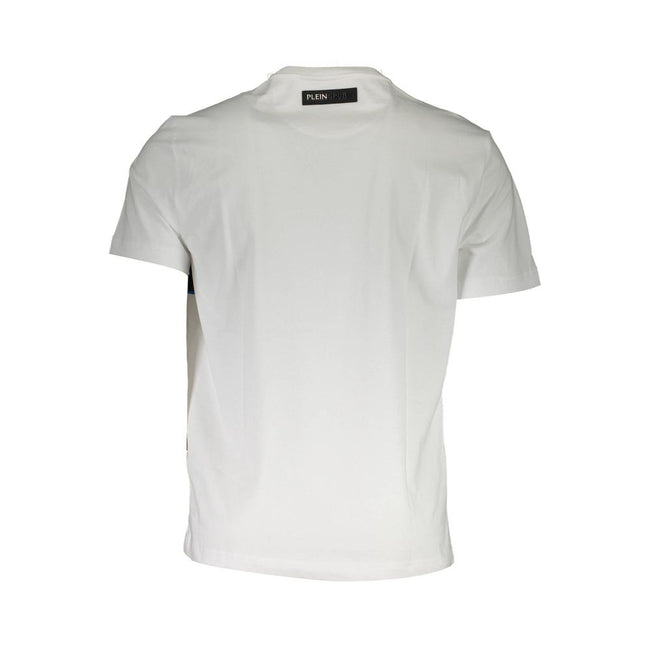 White Cotton Men T-ShirtUnleash the epitome of bold style and athletic elegance with Plein Sport’s latest creation. This short sleeve t-shirt is more than just an item of clothing; it’s a statement. Designed with a crisp, white canvas that perfectly showc