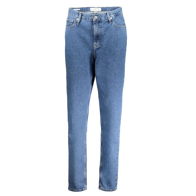Blue Cotton Women JeansRedefine your denim game with Calvin Klein’s Mom Jeans. Exquisitely crafted for a timeless yet trendy look, these jeans are the epitome of eco-conscious chic with 20% recycled cotton. Designed to flatter with a classic five-pocket c