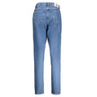 Blue Cotton Women JeansRedefine your denim game with Calvin Klein’s Mom Jeans. Exquisitely crafted for a timeless yet trendy look, these jeans are the epitome of eco-conscious chic with 20% recycled cotton. Designed to flatter with a classic five-pocket c