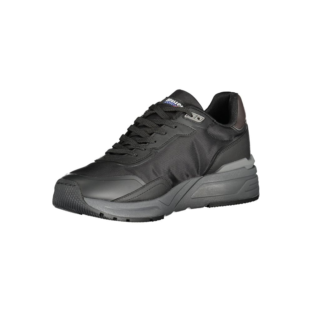 Black Synthetic Sneaker with Blauer Logo Detail