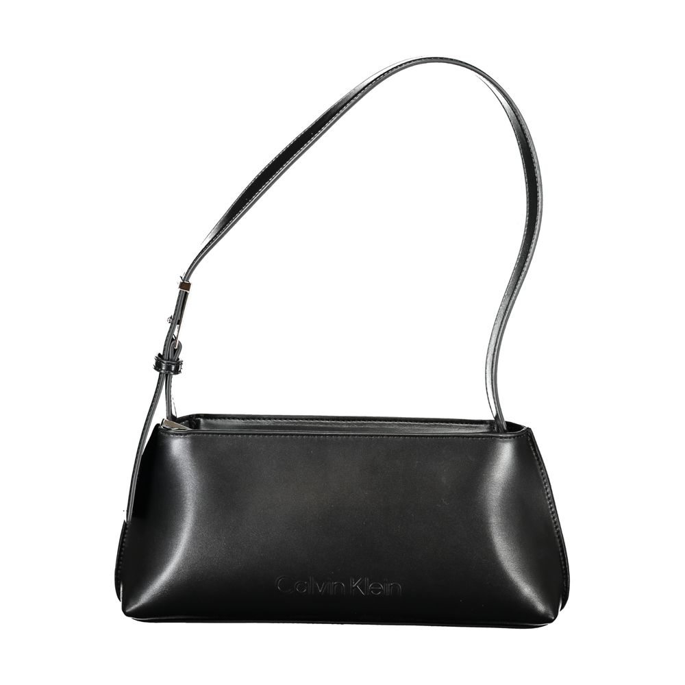 Black Polyester Women HandbagIndulge in the epitome of sleek sophistication with this Calvin Klein masterpiece. Exquisitely crafted with an eye for modernity, this handbag is your ideal accompaniment for a statement-making entrance. Featuring an adjustabl