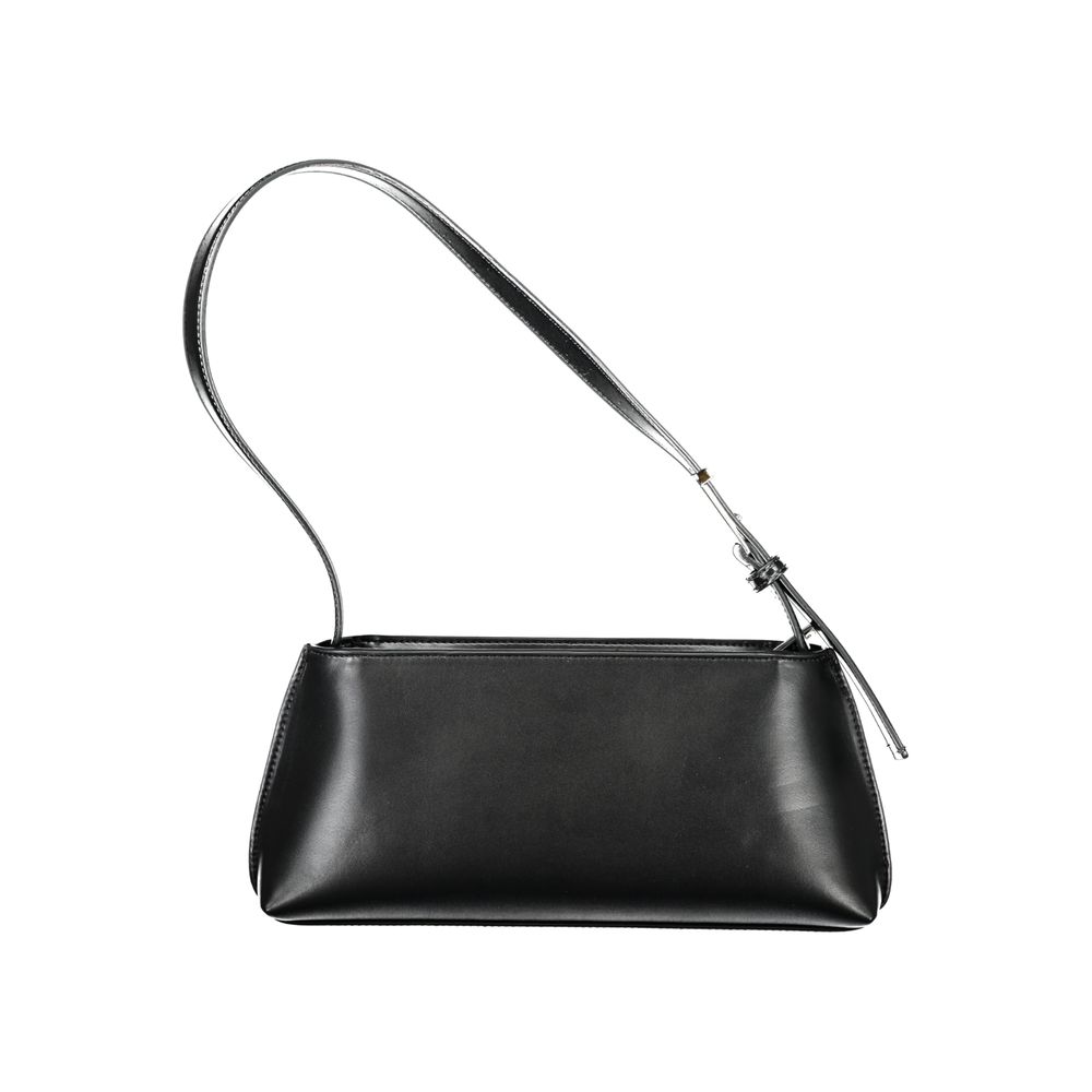 Black Polyester Women HandbagIndulge in the epitome of sleek sophistication with this Calvin Klein masterpiece. Exquisitely crafted with an eye for modernity, this handbag is your ideal accompaniment for a statement-making entrance. Featuring an adjustabl