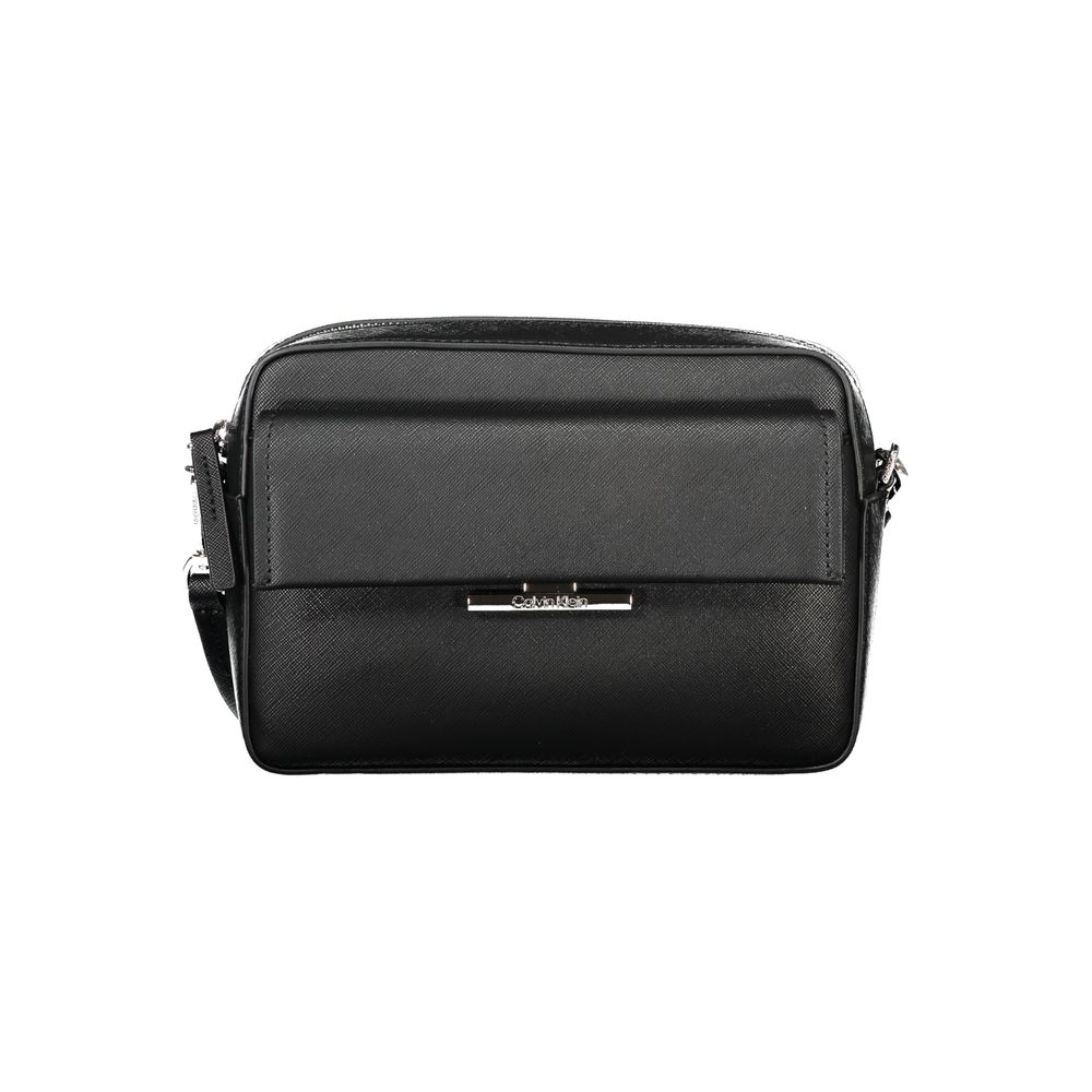 Black Polyethylene Women HandbagElevate your ensemble with the sleek sophistication of the Calvin Klein handbag. A versatile accessory that boasts an adjustable and removable shoulder strap, tailored for your comfort and style preference. This chic bag fe