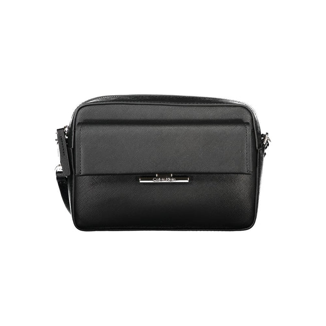 Black Polyethylene Women HandbagElevate your ensemble with the sleek sophistication of the Calvin Klein handbag. A versatile accessory that boasts an adjustable and removable shoulder strap, tailored for your comfort and style preference. This chic bag fe