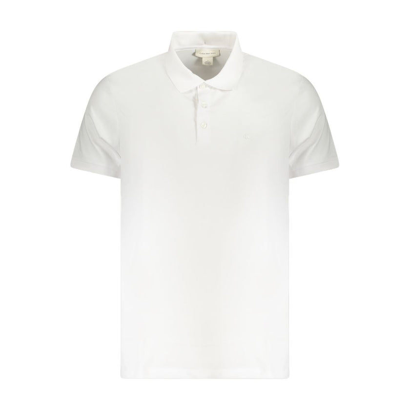White Cotton Men Polo ShirtElevate your wardrobe with the epitome of timeless elegance – the Calvin Klein Classic Fit Polo. This crisp, white polo exudes sophistication with understated embroidery and the iconic logo adorning the chest. Crafted from a pre