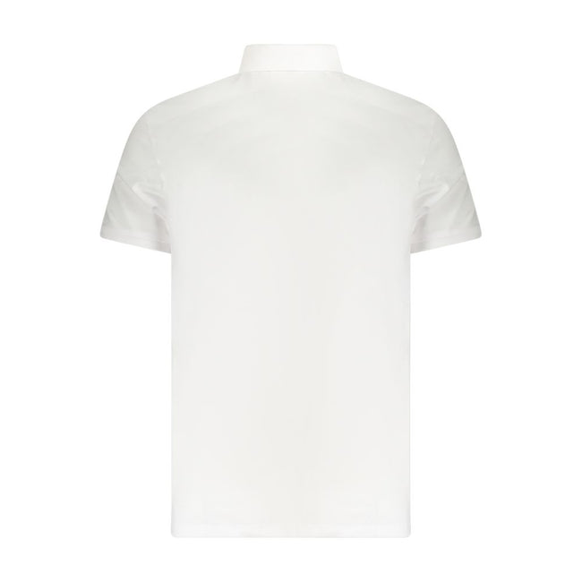 White Cotton Men Polo ShirtElevate your wardrobe with the epitome of timeless elegance – the Calvin Klein Classic Fit Polo. This crisp, white polo exudes sophistication with understated embroidery and the iconic logo adorning the chest. Crafted from a pre