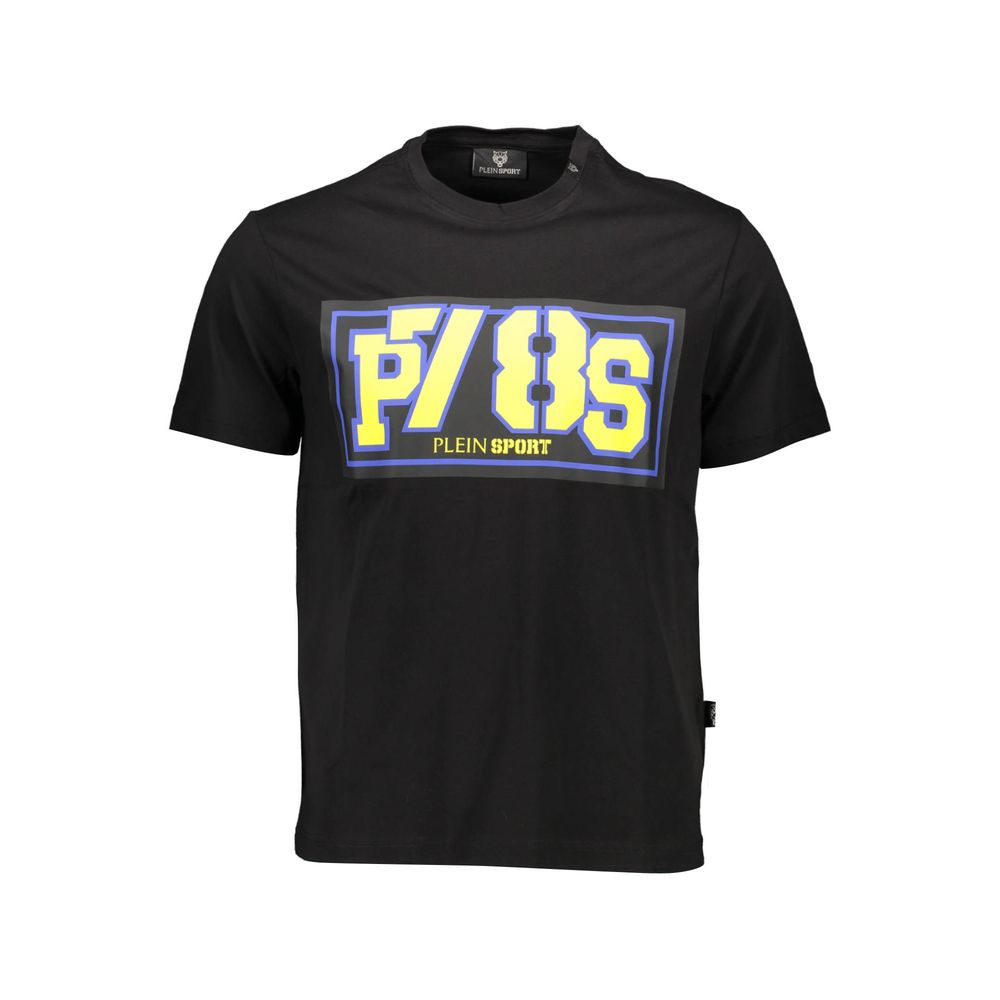 Black Cotton Men T-ShirtDive into the intersection of athletic comfort and cutting-edge style with this ‘Plein Sport’ short sleeve T-shirt. Exuding confidence, this crew neck piece is accented with vibrant contrasting details and a bold print that guarant