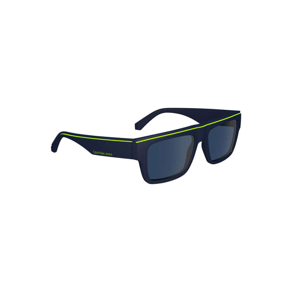 Blue Plastic Men SunglassesElevate your style quotient with these striking Calvin Klein sunglasses, designed for the man who appreciates refinement with an edge. Boasting a sleek injected plastic frame that complements the bold rectangular blue lenses, th