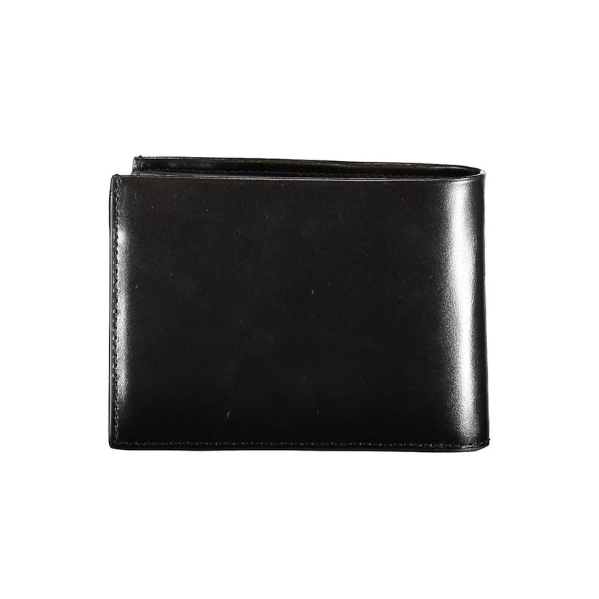 Black Leather Men WalletIndulge in the epitome of sophistication with this Calvin Klein wallet, crafted for the modern man who values security as much as style. It embodies functionality with its dual compartments, a secure coin purse, and ample card slot