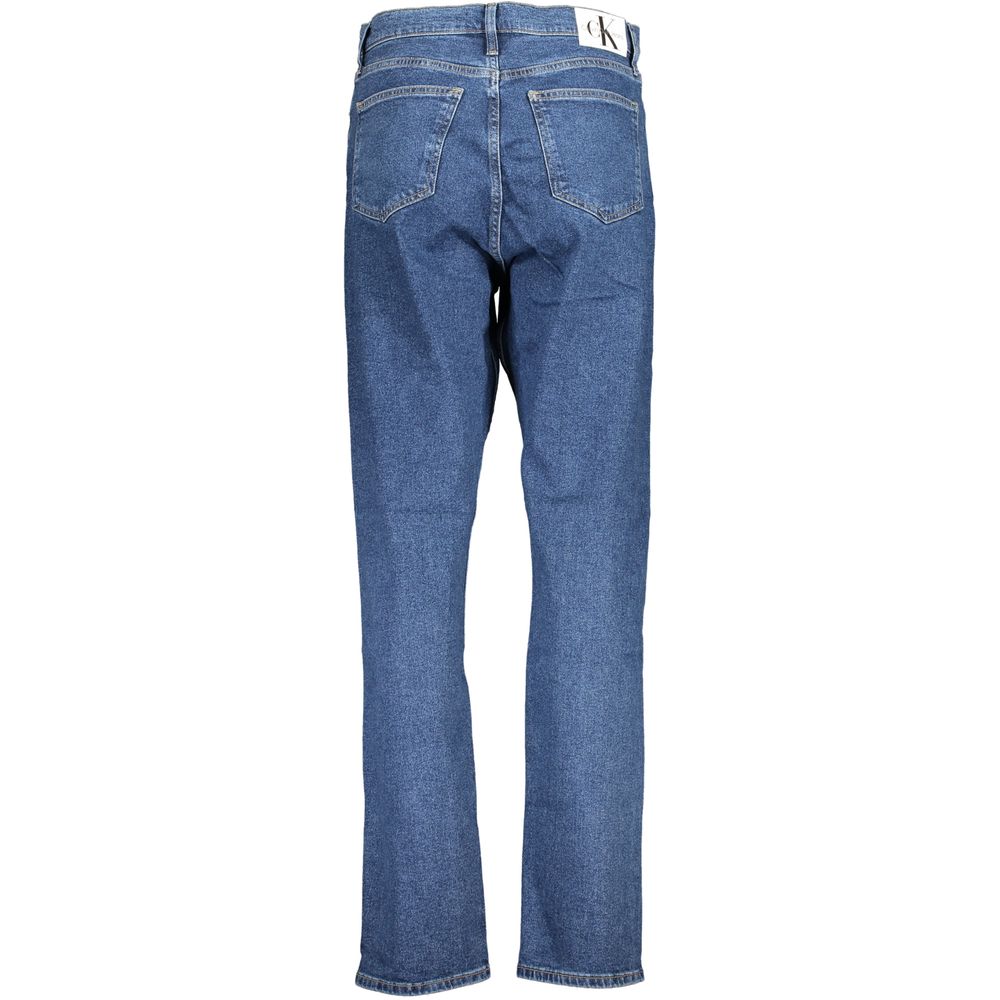 Blue Cotton Women's JeanStep into the epitome of effortless chic with Calvin Klein’s AUTHENTIC SLIM STRAIGHT JEANS. Precision-cut for a sleek silhouette, these jeans offer the perfect blend of comfort and sophistication. Designed for the modern fashionist