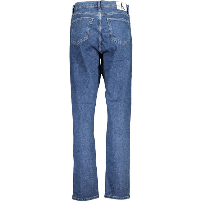 Blue Cotton Women's JeanStep into the epitome of effortless chic with Calvin Klein’s AUTHENTIC SLIM STRAIGHT JEANS. Precision-cut for a sleek silhouette, these jeans offer the perfect blend of comfort and sophistication. Designed for the modern fashionist