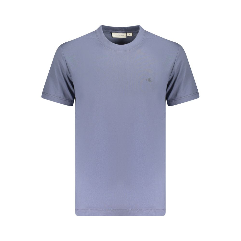 Blue Cotton Men T-ShirtRevamp your wardrobe with the sleek sophistication of a Calvin Klein creation. This short sleeve t-shirt, featuring a classic crew neck, is a true representation of the brand’s minimalist aesthetics—emboldened with a striking logo t