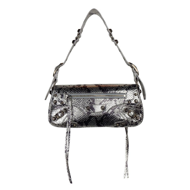 Gray Calfskin HandbagBalenciaga shoulder bag, silver snakeskin pattern, made in italy, button and zipper closure. Measurements: 31x15x8cmGray Calfskin Handbag${tagsBalenciagaAulae Gray Calfskin Handbag BalenciagaAulae Gray Calfskin Handbag Balenciaga shou