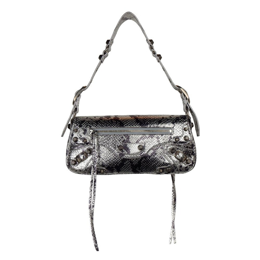 Gray Calfskin HandbagBalenciaga shoulder bag, silver snakeskin pattern, made in italy, button and zipper closure. Measurements: 31x15x8cmGray Calfskin Handbag${tagsBalenciagaAulae Gray Calfskin Handbag BalenciagaAulae Gray Calfskin Handbag Balenciaga shou