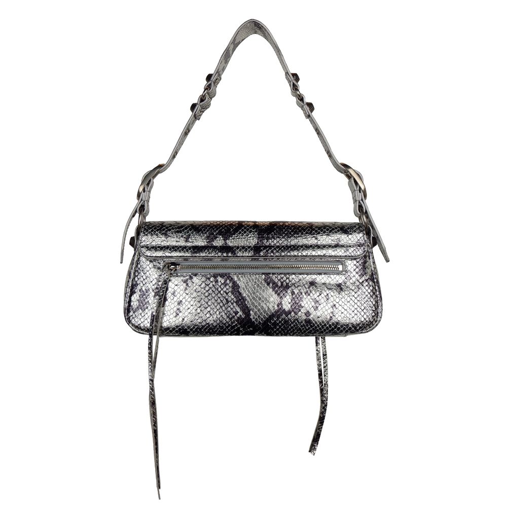 Gray Calfskin HandbagBalenciaga shoulder bag, silver snakeskin pattern, made in italy, button and zipper closure. Measurements: 31x15x8cmGray Calfskin Handbag${tagsBalenciagaAulae Gray Calfskin Handbag BalenciagaAulae Gray Calfskin Handbag Balenciaga shou