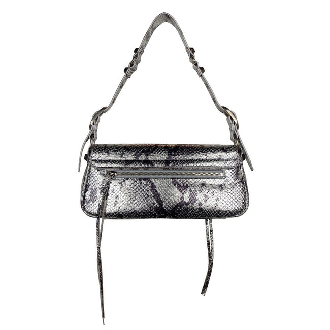 Gray Calfskin HandbagBalenciaga shoulder bag, silver snakeskin pattern, made in italy, button and zipper closure. Measurements: 31x15x8cmGray Calfskin Handbag${tagsBalenciagaAulae Gray Calfskin Handbag BalenciagaAulae Gray Calfskin Handbag Balenciaga shou