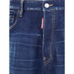 Blue Cotton Relaxed Fit JeansDsquared2’s cotton Loose Jeans combine bold urban style with the comfort of a loose fit. Featuring a wide-leg silhouette, the model has a classic five-pocket construction and a front button closure. The waistband features belt