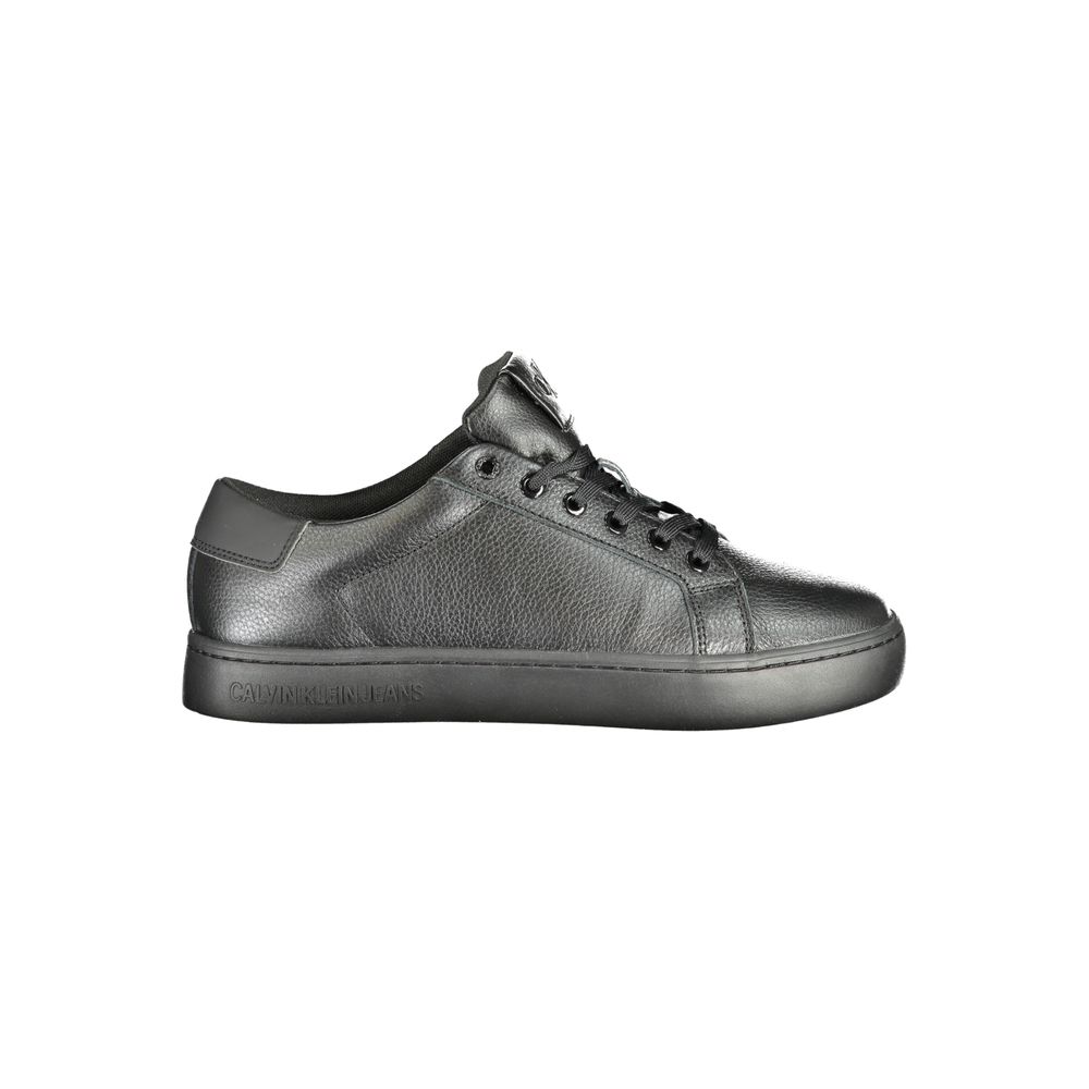 Black Polyethylene Men SneakerUnleash your dynamic style with Calvin Klein’s immaculately designed sneakers. These bold sports shoes are not just about style; they come with a removable footbed, ensuring maximum comfort for the modern man on the move. Cra