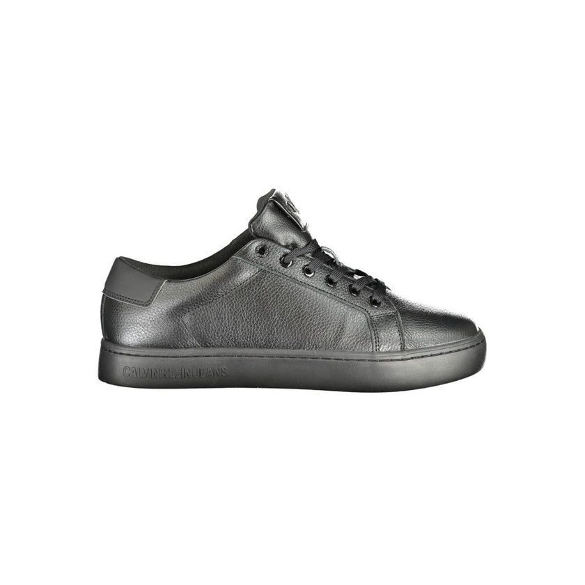 Black Polyethylene Men SneakerUnleash your dynamic style with Calvin Klein’s immaculately designed sneakers. These bold sports shoes are not just about style; they come with a removable footbed, ensuring maximum comfort for the modern man on the move. Cra
