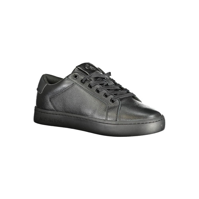 Black Polyethylene Men SneakerUnleash your dynamic style with Calvin Klein’s immaculately designed sneakers. These bold sports shoes are not just about style; they come with a removable footbed, ensuring maximum comfort for the modern man on the move. Cra