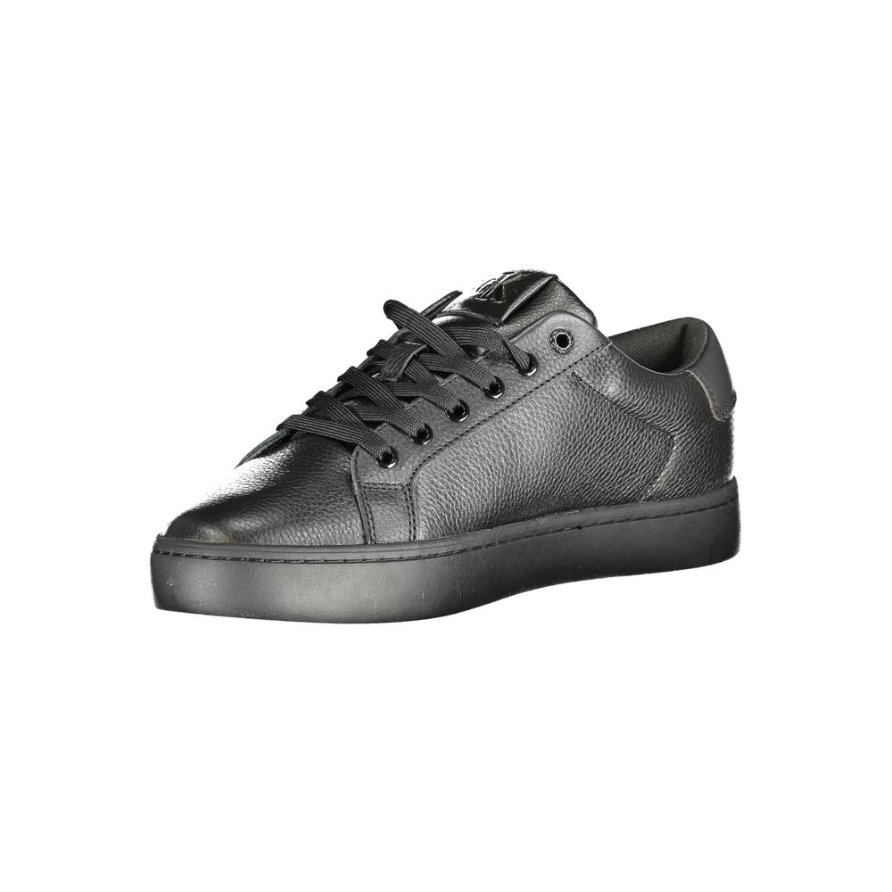 Black Polyethylene Men SneakerUnleash your dynamic style with Calvin Klein’s immaculately designed sneakers. These bold sports shoes are not just about style; they come with a removable footbed, ensuring maximum comfort for the modern man on the move. Cra