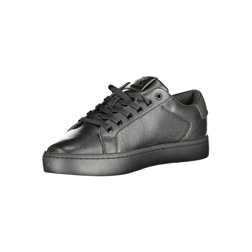 Black Polyethylene Men SneakerUnleash your dynamic style with Calvin Klein’s immaculately designed sneakers. These bold sports shoes are not just about style; they come with a removable footbed, ensuring maximum comfort for the modern man on the move. Cra