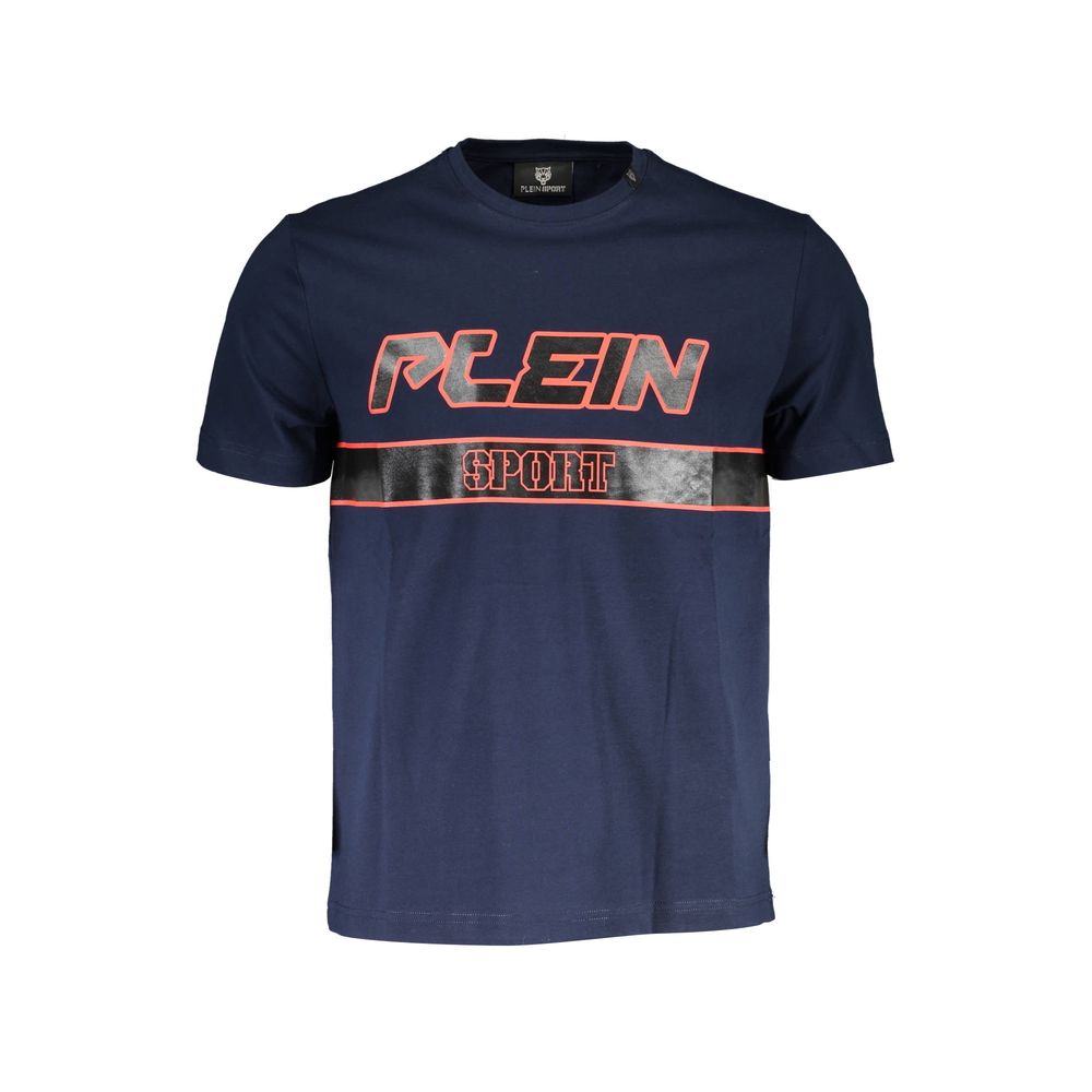 Blue Cotton Men T-ShirtElevate your sporty ensemble with a dash of audacious luxury – the Plein Sport Short Sleeve T-Shirt is the epitome of casual couture for the modern man. Its crew neck and striking print are paired with the brand’s unmistakable logo,