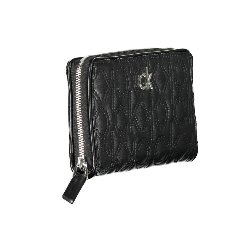 Black Polyethylene Women WalletElevate your essentials with the chic elegance of the Calvin Klein wallet. A testament to minimalist sophistication, this sleek accessory is designed to keep your personal items secure and organized. With five compartments i