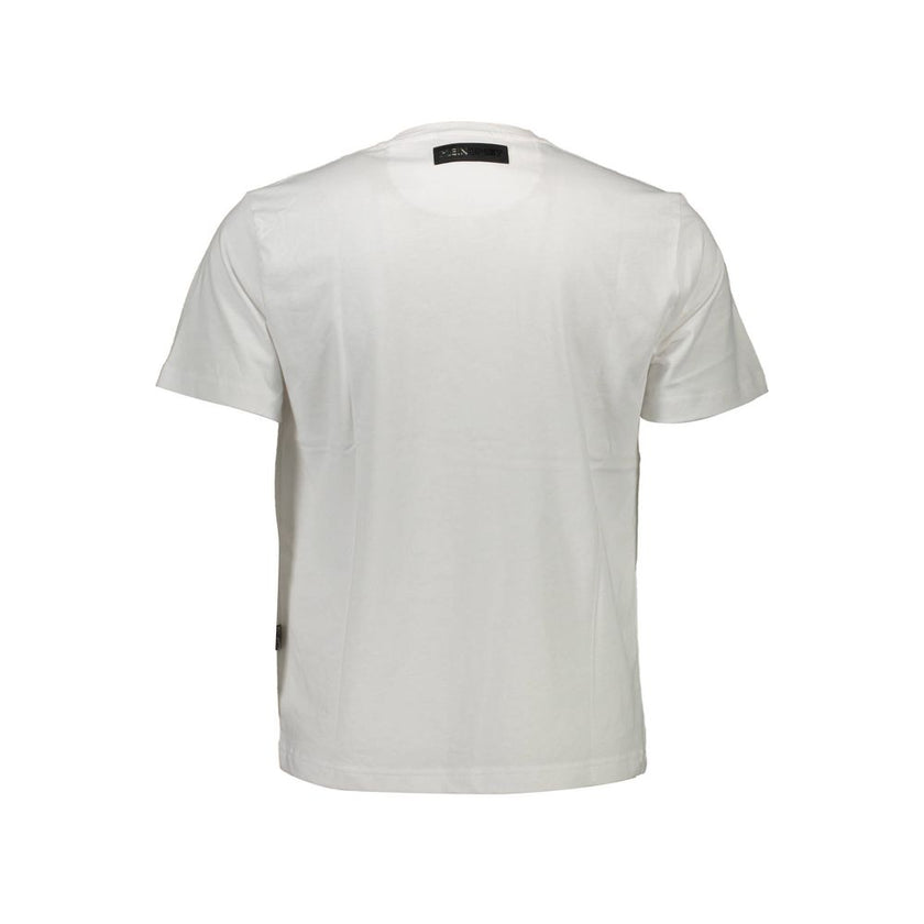 White Cotton Men T-ShirtCrafted for the style connoisseur, the Plein Sport short sleeve T-shirt is a bold testament to contemporary fashion. Adorned with an eye-catching print and contrasting details that make a statement, this piece boasts the signature