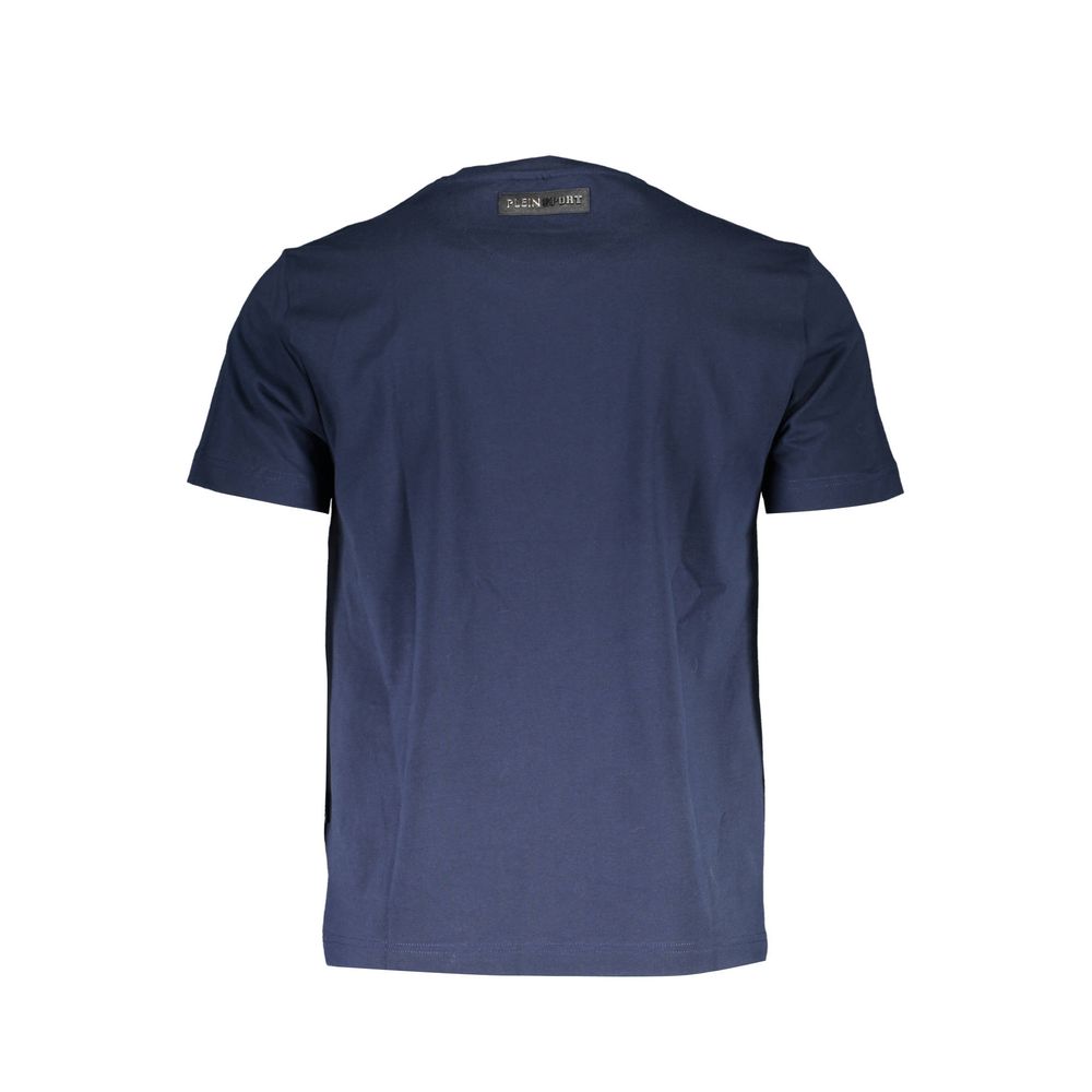 Blue Cotton Men T-ShirtUnleash your bold fashion sensibilities with Plein Sport’s captivating blue t-shirt. Exuding confidence through its striking print and prominently displayed logo, this piece is designed for those who dare to stand out from the crowd