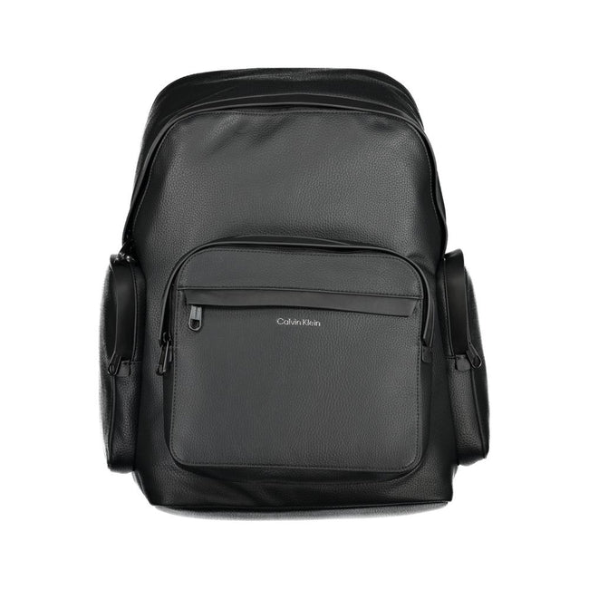 Black Polyester BackpackBACKPACK 1 HANDLE, ADJUSTABLE STRAPS, 1 EXTERNAL POCKET, 2 EXTERNAL SIDE POCKETS, 1 EXTERNAL COMPARTMENT WITH LAP-TOP HOLDER, 1 INTERNAL COMPARTMENT, INTERNAL SPACES FOR DOCUMENT AND PEN HOLDER, CONTRAST DETAILS, ZIP CLOSURE, LOGOB