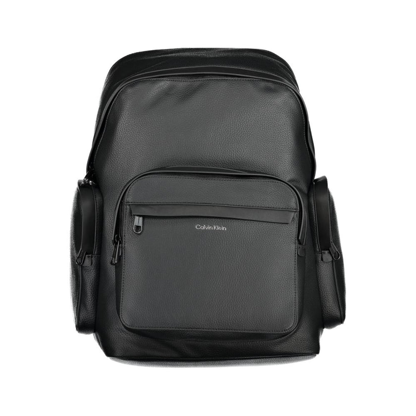 Black Polyester BackpackBACKPACK 1 HANDLE, ADJUSTABLE STRAPS, 1 EXTERNAL POCKET, 2 EXTERNAL SIDE POCKETS, 1 EXTERNAL COMPARTMENT WITH LAP-TOP HOLDER, 1 INTERNAL COMPARTMENT, INTERNAL SPACES FOR DOCUMENT AND PEN HOLDER, CONTRAST DETAILS, ZIP CLOSURE, LOGOB