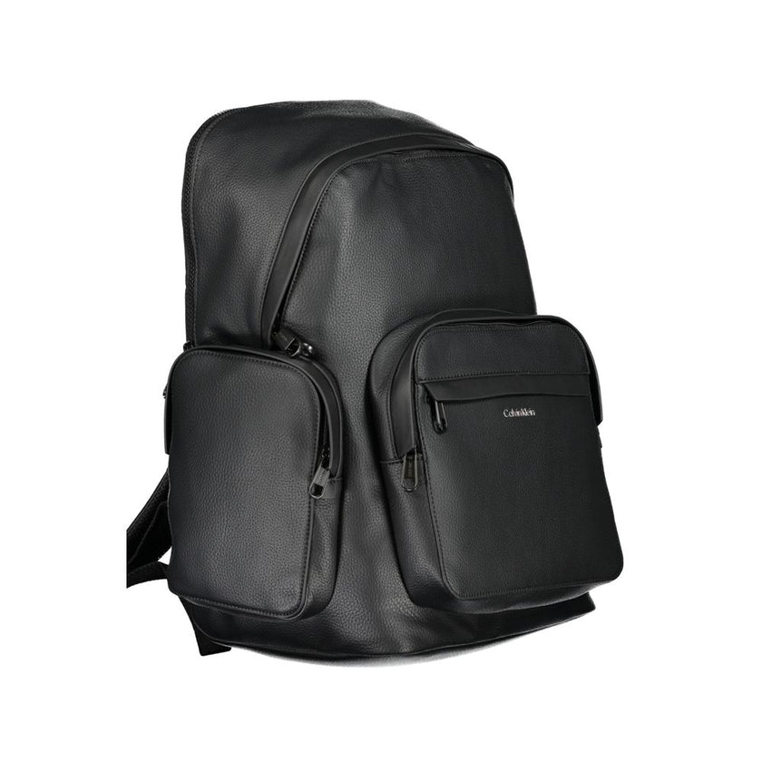Black Polyester BackpackBACKPACK 1 HANDLE, ADJUSTABLE STRAPS, 1 EXTERNAL POCKET, 2 EXTERNAL SIDE POCKETS, 1 EXTERNAL COMPARTMENT WITH LAP-TOP HOLDER, 1 INTERNAL COMPARTMENT, INTERNAL SPACES FOR DOCUMENT AND PEN HOLDER, CONTRAST DETAILS, ZIP CLOSURE, LOGOB