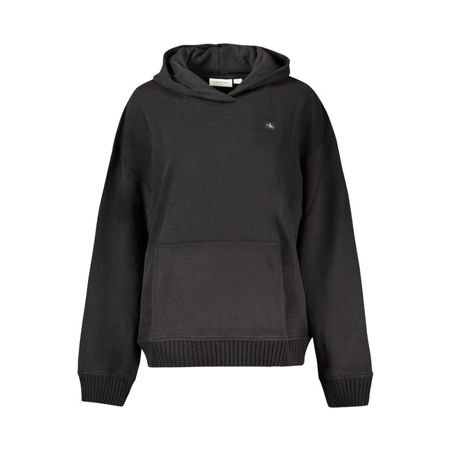 Black Cotton Women SweaterStep into the epitome of cool comfort with Calvin Klein’s sleek long-sleeved hooded sweatshirt. A classic black hue meets the soft touch of brushed fabric for a lounge-ready staple that doesn’t skimp on style. With a handy centra