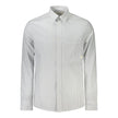 White Cotton Men ShirtElevate your wardrobe with the pristine sophistication of Calvin Klein. This long-sleeve striped shirt features a sleek Italian collar and 1-button cuffs for a defined, modern look. A single pocket and subtle logo application reflect