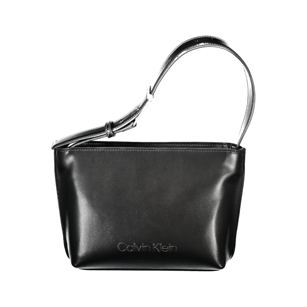 Black Polyester Women HandbagElevate your accessory game with this sleek Calvin Klein shoulder bag, a true embodiment of modern luxury. Crafted with a conscience, this bag boasts a 50% recycled polyester composition, seamlessly blending eco-friendly sensi