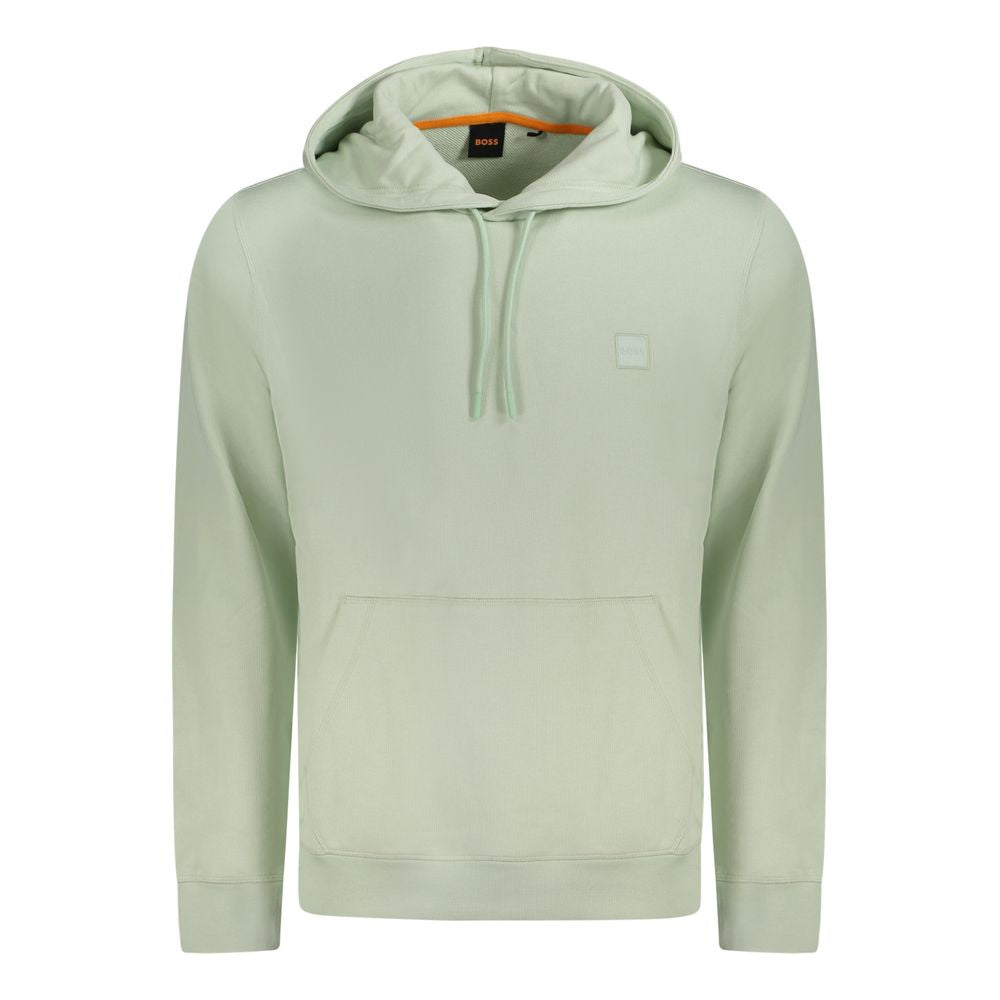 Green Cotton Men SweaterStep into effortless luxury with this Hugo Boss long-sleeved hooded sweatshirt, a perfect blend of comfort and style. This sophisticated piece is crafted from premium brushed cotton, ensuring a cozy feel with a durable finish. The