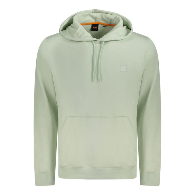 Green Cotton Men SweaterStep into effortless luxury with this Hugo Boss long-sleeved hooded sweatshirt, a perfect blend of comfort and style. This sophisticated piece is crafted from premium brushed cotton, ensuring a cozy feel with a durable finish. The