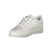 White Leather Women SneakerElevate your sneaker game with the latest from Calvin Klein, where eco-conscious design meets high-end style. These sporty sneakers are a medley of sophistication and comfort, featuring contrasting details and the iconic logo bo