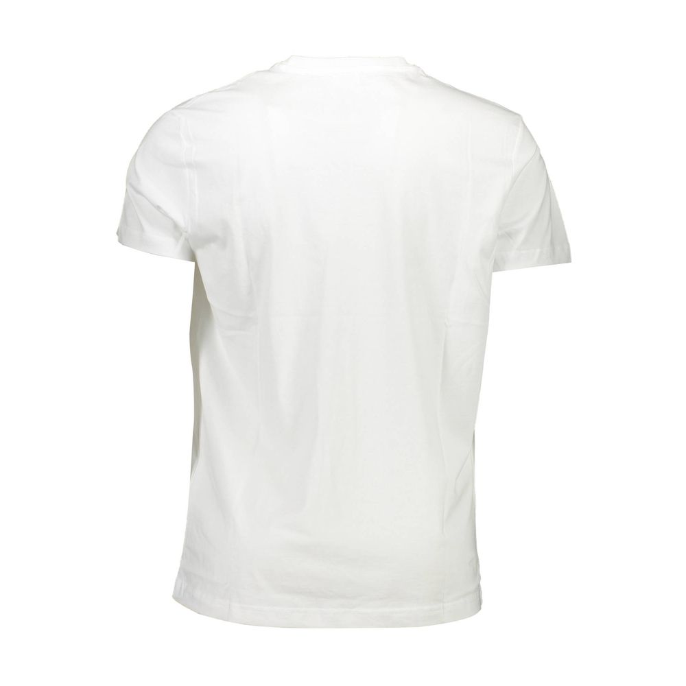 White Cotton Men T-ShirtEmbrace the bold spirit of Diesel with this standout white T-shirt, featuring a striking print that encapsulates the brand’s edgy aesthetic. Crafted from the softest cotton for unmatched comfort and breathability, this tee is perfe