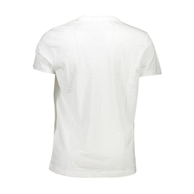 White Cotton Men T-ShirtEmbrace the bold spirit of Diesel with this standout white T-shirt, featuring a striking print that encapsulates the brand’s edgy aesthetic. Crafted from the softest cotton for unmatched comfort and breathability, this tee is perfe