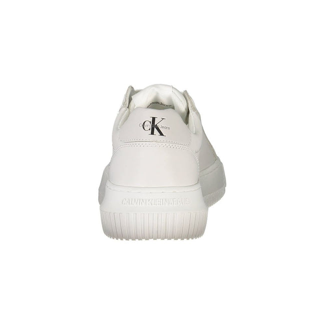 White Polyester Women SneakerElevate your sneaker game with Calvin Klein’s latest creation – a pair that seamlessly blends athletic functionality with a bold fashion statement. These sneakers boast eye-catching contrasting details and the iconic logo prin