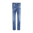 Blue Cotton Skinny JeansDsquared2’s 642 Jeans are a skinny model with a modern and sophisticated design, perfect for a bold and stylish look. The five-pocket model offers practicality and a slim cut that enhances the silhouette. The front button closure e