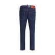 Blue Cotton Straight-Leg JeansCotton Skater Jeans by Dsquared2 feature a classic five-pocket design and straight fit. The front closure is with buttons, while the waistband is finished with belt loops. On the back stands out the iconic leather patch with