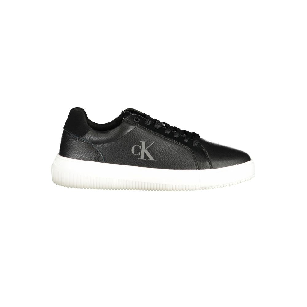Black Polyethylene Men SneakerElevate your sneaker game with these Calvin Klein sports shoes, a testament to bold aesthetics and comfort. Featuring a sleek black colorway, these kicks are crafted for the trendsetters. The contrasting details add a dash of