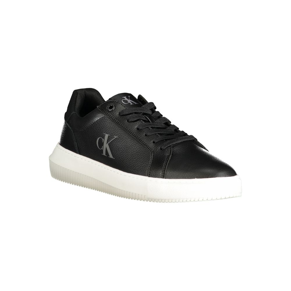 Black Polyethylene Men SneakerElevate your sneaker game with these Calvin Klein sports shoes, a testament to bold aesthetics and comfort. Featuring a sleek black colorway, these kicks are crafted for the trendsetters. The contrasting details add a dash of