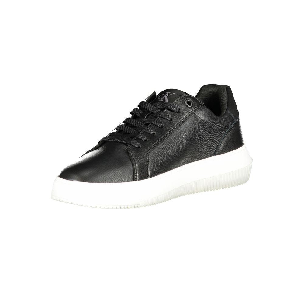 Black Polyethylene Men SneakerElevate your sneaker game with these Calvin Klein sports shoes, a testament to bold aesthetics and comfort. Featuring a sleek black colorway, these kicks are crafted for the trendsetters. The contrasting details add a dash of