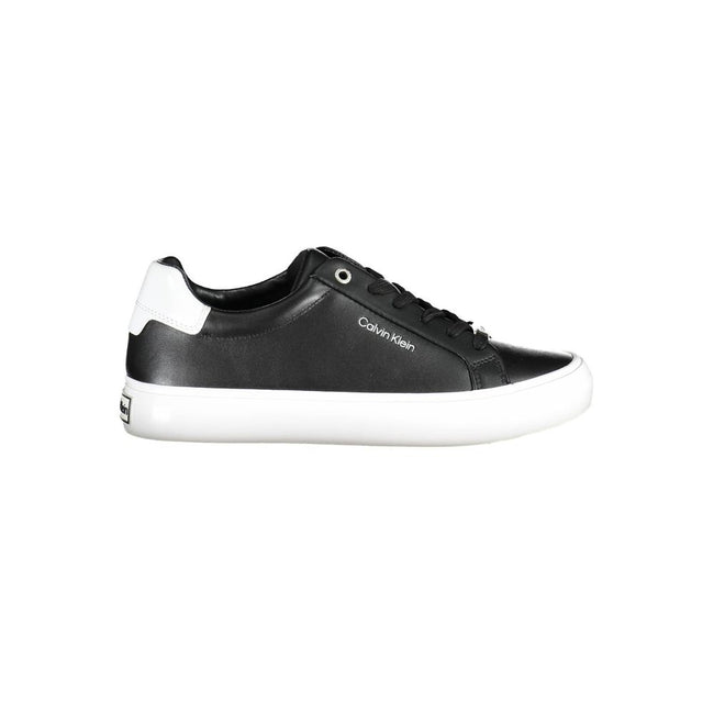 Black Leather Women SneakerUnleash confidence with every step in these Calvin Klein sneakers. Exuding urban elegance, they feature bold contrasting details and the iconic logo, signaling a fashionable twist on the athletic staple. Crafted from sustainable