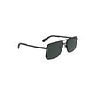 Black Metal Men SunglassElevate your eyewear with these striking Calvin Klein sunglasses, a fusion of bold design and refined style. These sunnies boast a sleek metal frame with a timeless square lens silhouette, enveloped in a deep black hue that command